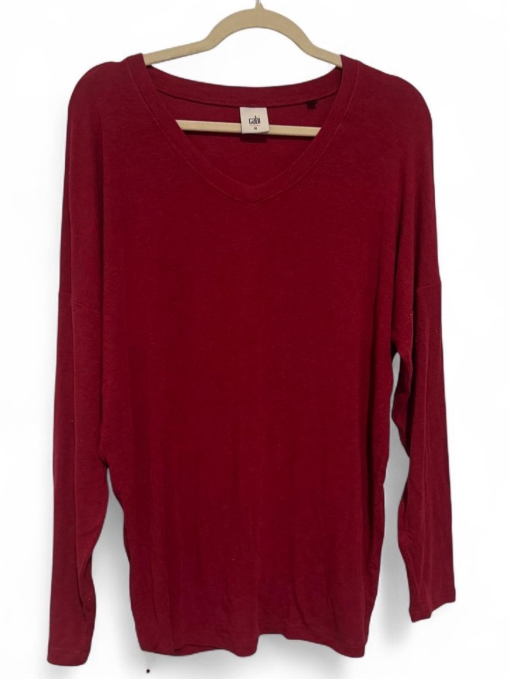 Cabi Red V-Neck Long Sleeve Top Size M